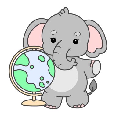 Şirin fil vektör ikonu. Komik bebek fil hayvan serisi illüstrasyonu. Yumuşak Fil Tasarımlarının Hayatı.