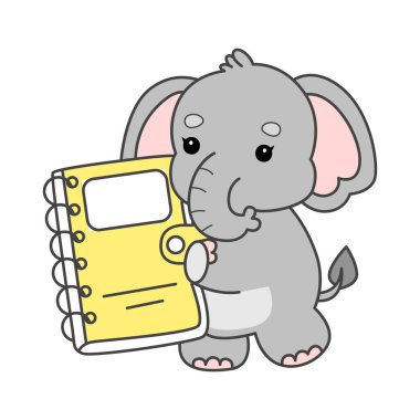 Şirin fil vektör ikonu. Komik bebek fil hayvan serisi illüstrasyonu. Yumuşak Fil Tasarımlarının Hayatı.