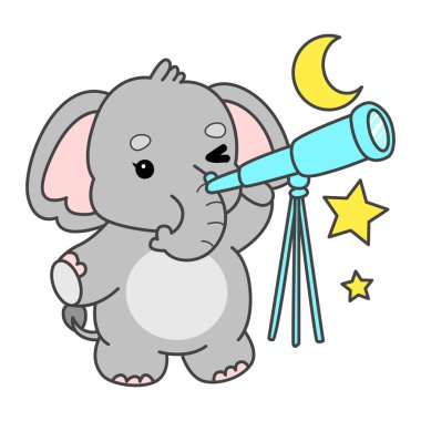 Şirin fil vektör ikonu. Komik bebek fil hayvan serisi illüstrasyonu. Yumuşak Fil Tasarımlarının Hayatı.