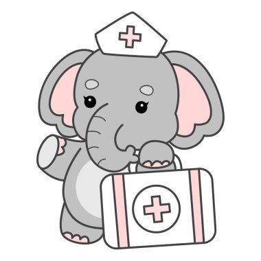 Şirin fil vektör ikonu. Komik bebek fil hayvan serisi illüstrasyonu. Yumuşak Fil Tasarımlarının Hayatı.
