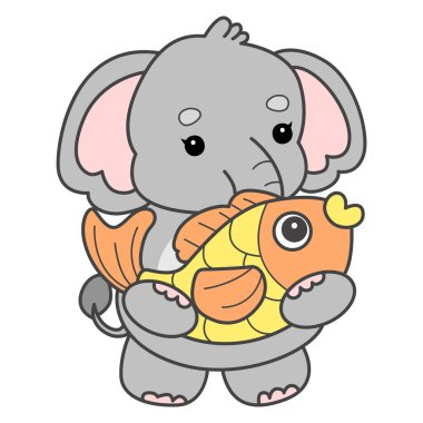 Şirin fil vektör ikonu. Komik bebek fil hayvan serisi illüstrasyonu. Yumuşak Fil Tasarımlarının Hayatı.
