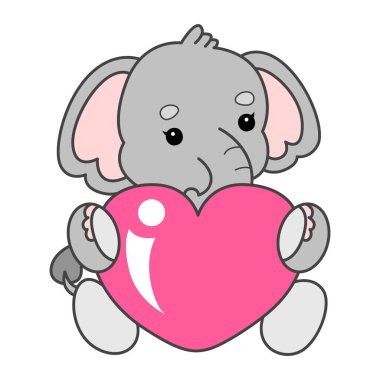 Şirin fil vektör ikonu. Komik bebek fil hayvan serisi illüstrasyonu. Yumuşak Fil Tasarımlarının Hayatı.