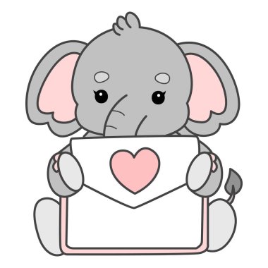 Şirin fil vektör ikonu. Komik bebek fil hayvan serisi illüstrasyonu. Yumuşak Fil Tasarımlarının Hayatı.