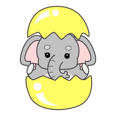 Şirin fil vektör ikonu. Komik bebek fil hayvan serisi illüstrasyonu. Yumuşak Fil Tasarımlarının Hayatı.