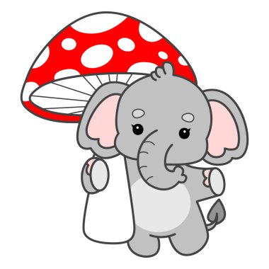 Şirin fil vektör ikonu. Komik bebek fil hayvan serisi illüstrasyonu. Yumuşak Fil Tasarımlarının Hayatı.