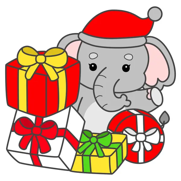 Şirin fil vektör ikonu. Komik bebek fil hayvan serisi illüstrasyonu. Yumuşak Fil Tasarımlarının Hayatı.