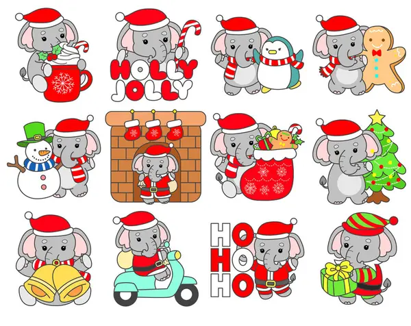 Şirin fil vektör ikonu. Komik bebek fil hayvan serisi illüstrasyonu. Yumuşak Fil Tasarımlarının Hayatı.