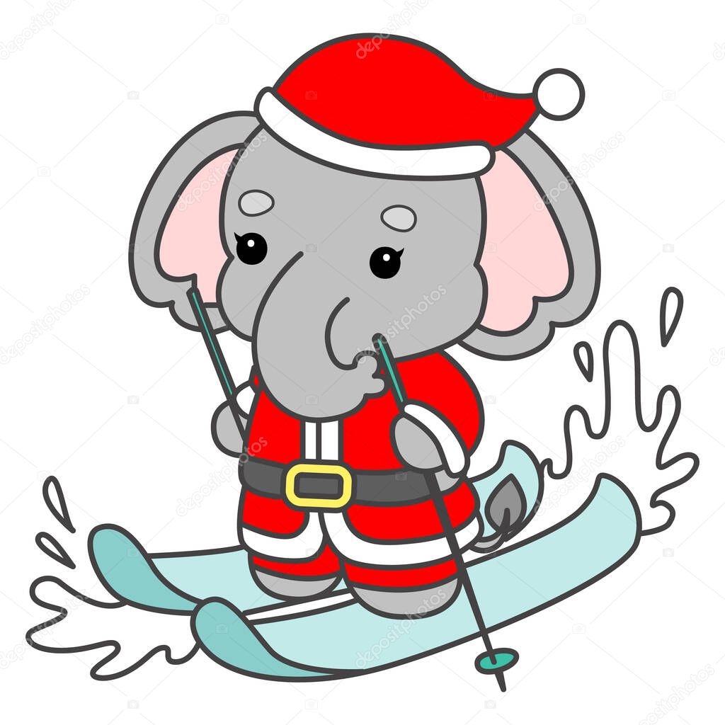 Cute Elephant vector icon. Funny baby Elephant animal series stock illustration. Life of fluffy Elephant designs.