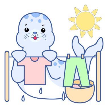 Şirin Seal vektör ikonu. Komik bebek fok hayvan serisi illüstrasyonu. Yumuşak Mühür Tasarımlarının Hayatı.