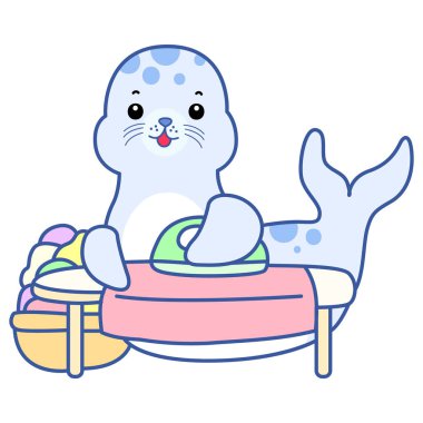 Şirin Seal vektör ikonu. Komik bebek fok hayvan serisi illüstrasyonu. Yumuşak Mühür Tasarımlarının Hayatı.