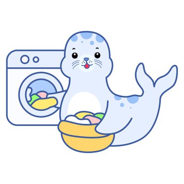 Şirin Seal vektör ikonu. Komik bebek fok hayvan serisi illüstrasyonu. Yumuşak Mühür Tasarımlarının Hayatı.