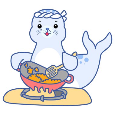 Şirin Seal vektör ikonu. Komik bebek fok hayvan serisi illüstrasyonu. Yumuşak Mühür Tasarımlarının Hayatı.