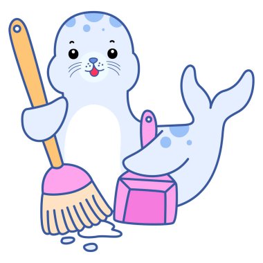 Şirin Seal vektör ikonu. Komik bebek fok hayvan serisi illüstrasyonu. Yumuşak Mühür Tasarımlarının Hayatı.