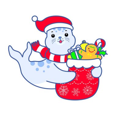 Şirin Seal vektör ikonu. Komik bebek fok hayvan serisi illüstrasyonu. Yumuşak Mühür Tasarımlarının Hayatı.