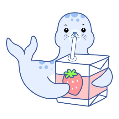 Şirin Seal vektör ikonu. Komik bebek fok hayvan serisi illüstrasyonu. Yumuşak Mühür Tasarımlarının Hayatı.