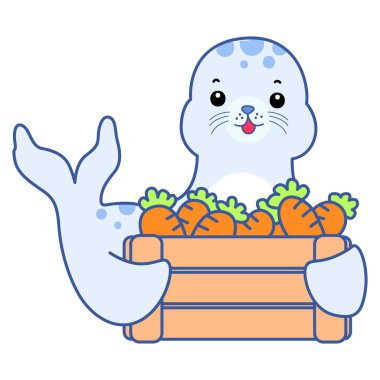 Şirin Seal vektör ikonu. Komik bebek fok hayvan serisi illüstrasyonu. Yumuşak Mühür Tasarımlarının Hayatı.