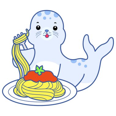 Şirin Seal vektör ikonu. Komik bebek fok hayvan serisi illüstrasyonu. Yumuşak Mühür Tasarımlarının Hayatı.