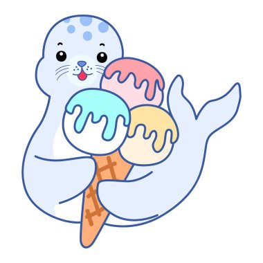 Şirin Seal vektör ikonu. Komik bebek fok hayvan serisi illüstrasyonu. Yumuşak Mühür Tasarımlarının Hayatı.