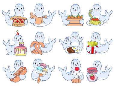 Şirin Seal vektör ikonu. Komik bebek fok hayvan serisi illüstrasyonu. Yumuşak Mühür Tasarımlarının Hayatı.