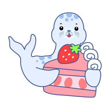 Şirin Seal vektör ikonu. Komik bebek fok hayvan serisi illüstrasyonu. Yumuşak Mühür Tasarımlarının Hayatı.