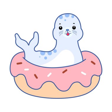 Şirin Seal vektör ikonu. Komik bebek fok hayvan serisi illüstrasyonu. Yumuşak Mühür Tasarımlarının Hayatı.