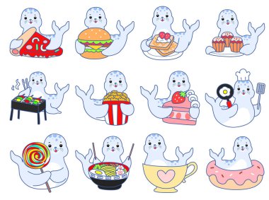 Şirin Seal vektör ikonu. Komik bebek fok hayvan serisi illüstrasyonu. Yumuşak Mühür Tasarımlarının Hayatı.