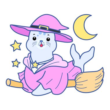 Şirin Seal vektör ikonu. Komik bebek fok hayvan serisi illüstrasyonu. Yumuşak Mühür Tasarımlarının Hayatı.