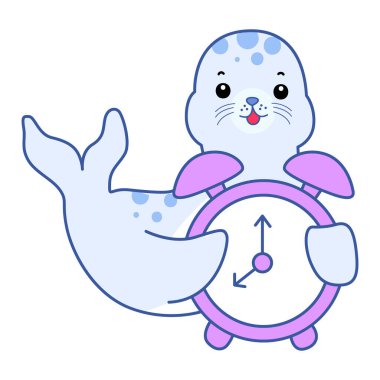 Şirin Seal vektör ikonu. Komik bebek fok hayvan serisi illüstrasyonu. Yumuşak Mühür Tasarımlarının Hayatı.