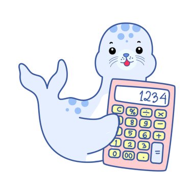 Şirin Seal vektör ikonu. Komik bebek fok hayvan serisi illüstrasyonu. Yumuşak Mühür Tasarımlarının Hayatı.