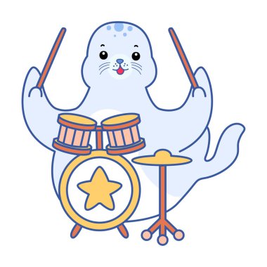 Şirin Seal vektör ikonu. Komik bebek fok hayvan serisi illüstrasyonu. Yumuşak Mühür Tasarımlarının Hayatı.