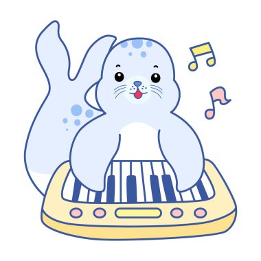 Şirin Seal vektör ikonu. Komik bebek fok hayvan serisi illüstrasyonu. Yumuşak Mühür Tasarımlarının Hayatı.