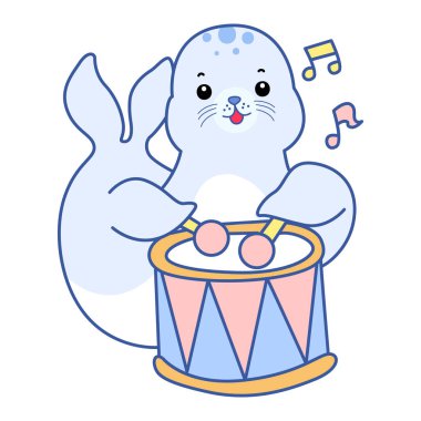 Şirin Seal vektör ikonu. Komik bebek fok hayvan serisi illüstrasyonu. Yumuşak Mühür Tasarımlarının Hayatı.