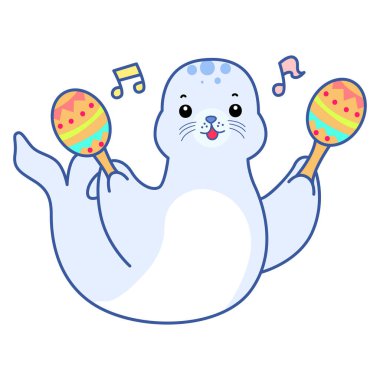 Şirin Seal vektör ikonu. Komik bebek fok hayvan serisi illüstrasyonu. Yumuşak Mühür Tasarımlarının Hayatı.