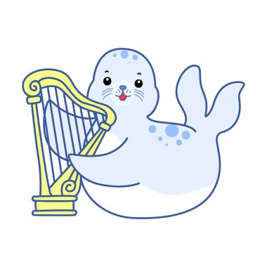 Şirin Seal vektör ikonu. Komik bebek fok hayvan serisi illüstrasyonu. Yumuşak Mühür Tasarımlarının Hayatı.