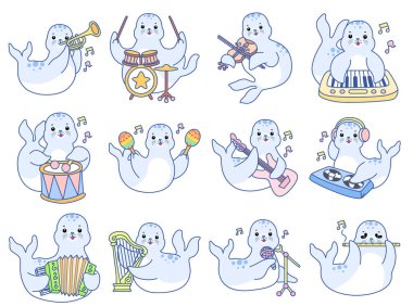 Şirin Seal vektör ikonu. Komik bebek fok hayvan serisi illüstrasyonu. Yumuşak Mühür Tasarımlarının Hayatı.