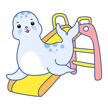 Şirin Seal vektör ikonu. Komik bebek fok hayvan serisi illüstrasyonu. Yumuşak Mühür Tasarımlarının Hayatı.
