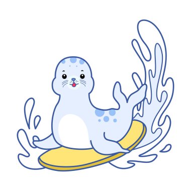 Şirin Seal vektör ikonu. Komik bebek fok hayvan serisi illüstrasyonu. Yumuşak Mühür Tasarımlarının Hayatı.