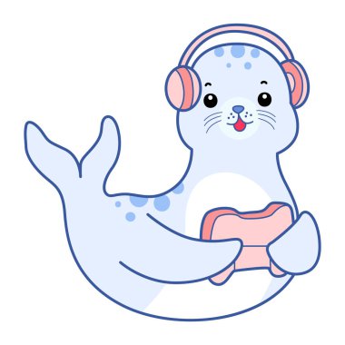 Şirin Seal vektör ikonu. Komik bebek fok hayvan serisi illüstrasyonu. Yumuşak Mühür Tasarımlarının Hayatı.