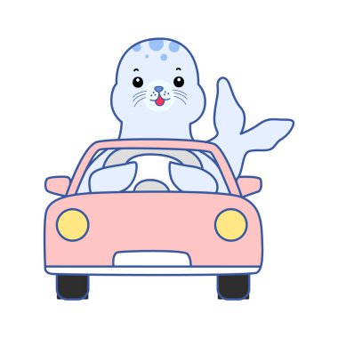 Şirin Seal vektör ikonu. Komik bebek fok hayvan serisi illüstrasyonu. Yumuşak Mühür Tasarımlarının Hayatı.