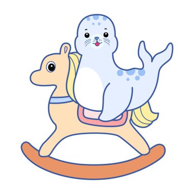 Şirin Seal vektör ikonu. Komik bebek fok hayvan serisi illüstrasyonu. Yumuşak Mühür Tasarımlarının Hayatı.