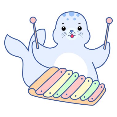 Şirin Seal vektör ikonu. Komik bebek fok hayvan serisi illüstrasyonu. Yumuşak Mühür Tasarımlarının Hayatı.