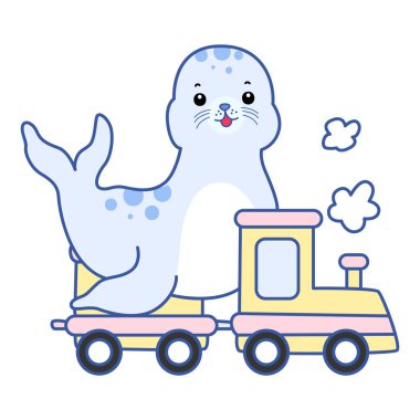 Şirin Seal vektör ikonu. Komik bebek fok hayvan serisi illüstrasyonu. Yumuşak Mühür Tasarımlarının Hayatı.