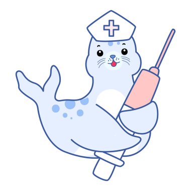 Şirin Seal vektör ikonu. Komik bebek fok hayvan serisi illüstrasyonu. Yumuşak Mühür Tasarımlarının Hayatı.