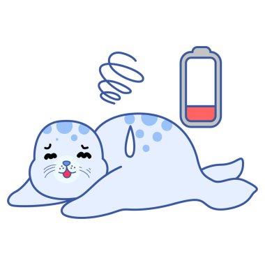 Şirin Seal vektör ikonu. Komik bebek fok hayvan serisi illüstrasyonu. Yumuşak Mühür Tasarımlarının Hayatı.