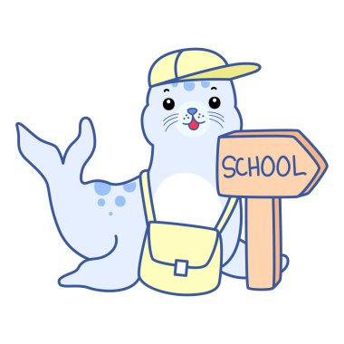 Şirin Seal vektör ikonu. Komik bebek fok hayvan serisi illüstrasyonu. Yumuşak Mühür Tasarımlarının Hayatı.