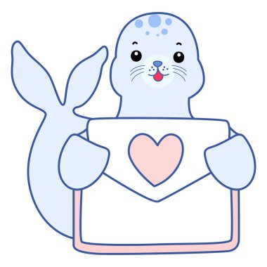 Şirin Seal vektör ikonu. Komik bebek fok hayvan serisi illüstrasyonu. Yumuşak Mühür Tasarımlarının Hayatı.