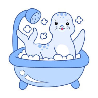Şirin Seal vektör ikonu. Komik bebek fok hayvan serisi illüstrasyonu. Yumuşak Mühür Tasarımlarının Hayatı.