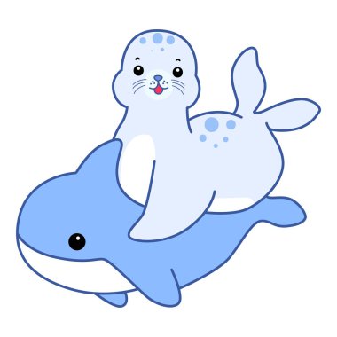 Şirin Seal vektör ikonu. Komik bebek fok hayvan serisi illüstrasyonu. Yumuşak Mühür Tasarımlarının Hayatı.