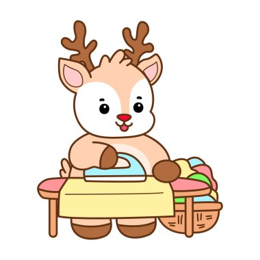 Şirin Geyik vektör simgesi. Komik bebek geyik hayvan serisi örnekleri. Yumuşak Geyik Tasarımlarının Hayatı.