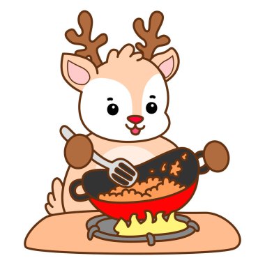 Şirin Geyik vektör simgesi. Komik bebek geyik hayvan serisi örnekleri. Yumuşak Geyik Tasarımlarının Hayatı.